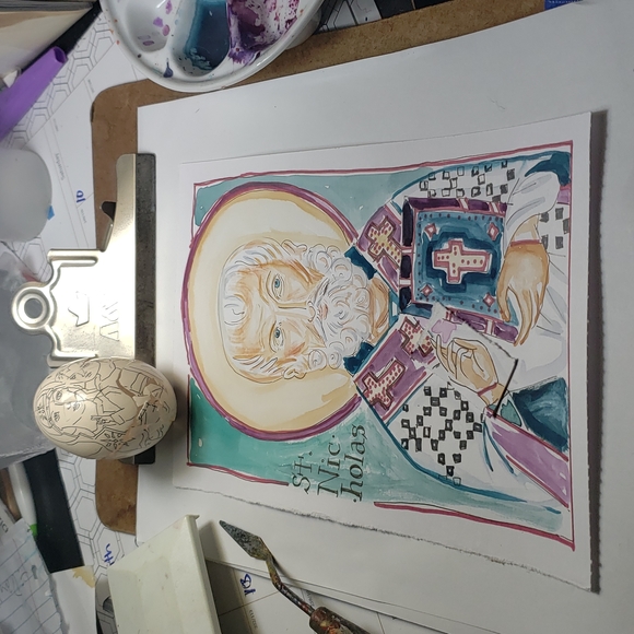 Nice Light Watercolor of St. Nicholas in time for Xmas planning - Picture 5 of 5